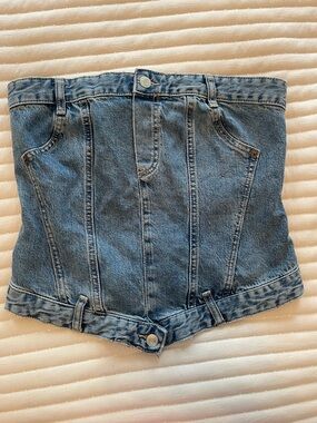Zara Denim Tube Top Corset Style - Blue